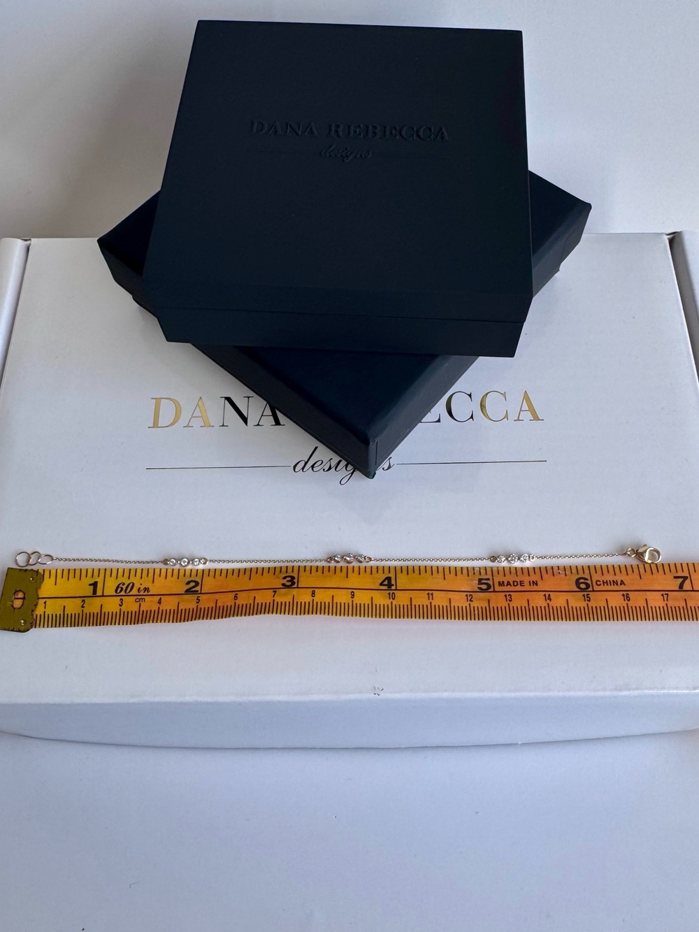 Dana Rebecca Designs Ava Bea Trio Station Diamond Bracelet 14k Yellow Gold 6.75” - Picture 10 of 11